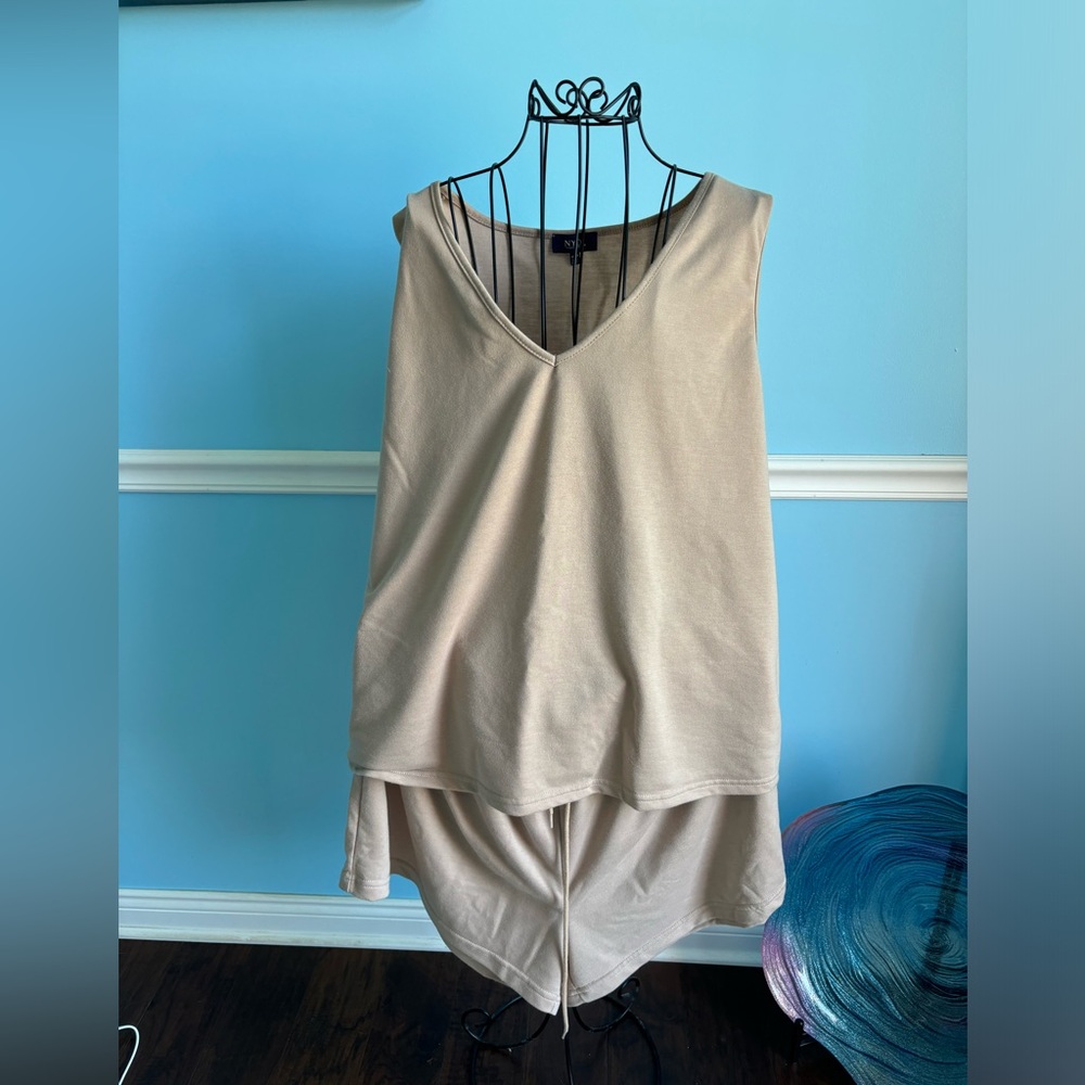 Tan Two Piece Polyester Set